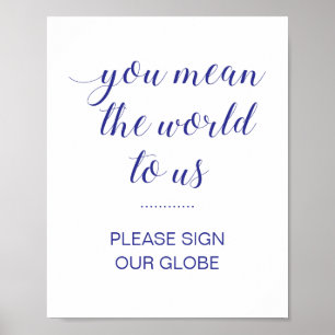 Elegant Vänligen Signera Vår Glob Några Blå Bröllo Poster