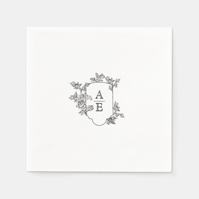 Elegant Vapensköld Monogram Bröllop Napkin Pappersservett (Framsidan)