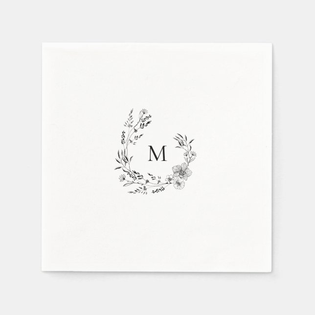 Elegant Vapensköld Monogram Bröllop Napkin Pappersservett (Framsidan)