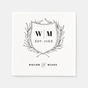 Elegant Vapensköld Monogram Bröllop Pappersservett