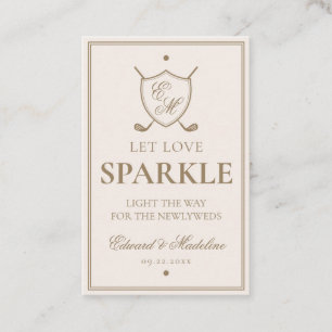 Elegant Vapensköld Monogram Golf Bröllop Sparkle Visitkort
