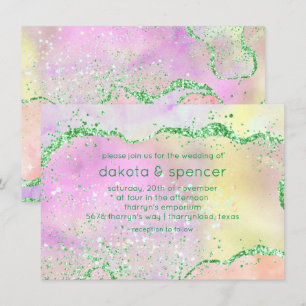 Elegant Vår Agate Söt Watercolor Bröllop Inbjudningar