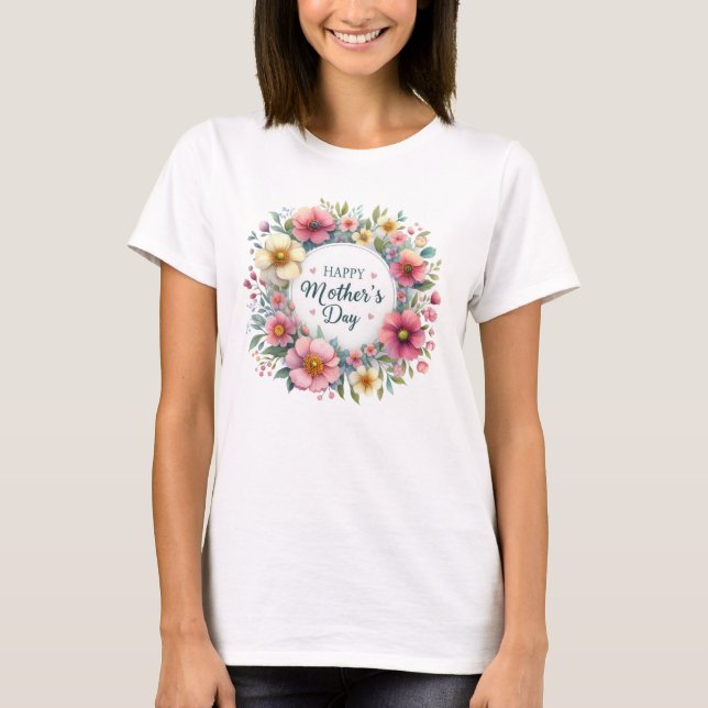 Elegant vår blommigt boho bouquet Mors dag T Shirt (Framsida)