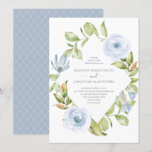 Elegant Vår Blommigt Diamond Dusty Blue Bröllop