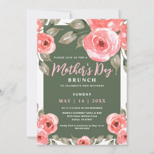Elegant Vår Blommigt Grönt Mors dag Brunch Inbjudningar