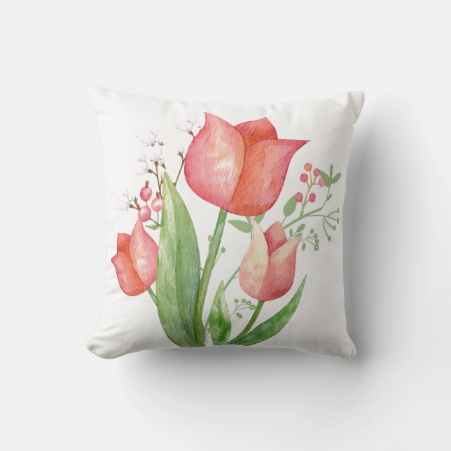 Elegant Vår Blommigt Kudde (Framsida)