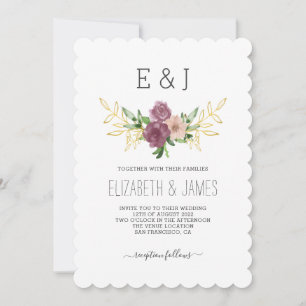 Elegant Vår Blommigt Monogram Bröllop Inbjudningar