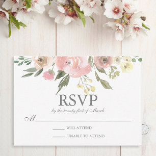 Elegant Vår Blommigt Peony Bröllop OSA Kort