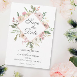 Elegant Vår Blommigt Peony Bröllop Spara Datumet