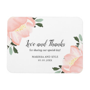Elegant Vår Blommigt Rosa Bröllopsförmån för Magnet