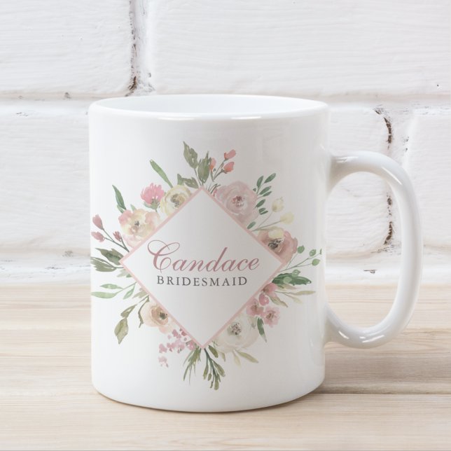 Elegant Vår Blommigt  Rosa Peony Bridesmaid Kaffemugg (Skapare uppladdad)