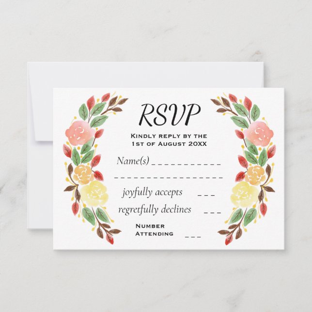 Elegant Vår Blommigt Vattenfärgning Utandning Grän OSA Kort (Framsida)