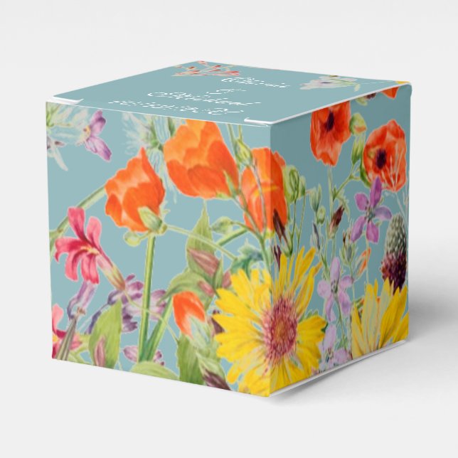 Elegant Vår blommor Blue Wedor Favor Box Presentaskar (Framsidan Sidan)