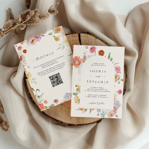 Elegant Vår blommor QR-koden Bröllop Arch Inbjudningar