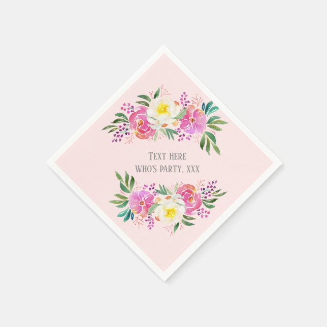 elegant, vår blommor rosa blommigt pappersservett (Hörn)