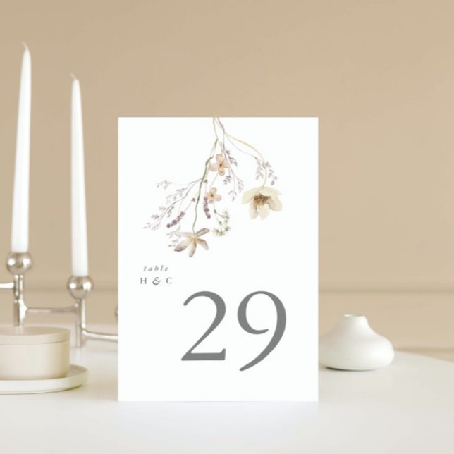 Elegant Vår Boho Wildblomma Bröllop Bordsnummer (Skapare uppladdad)