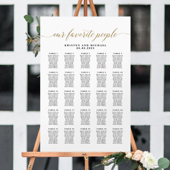 Elegant Vår favorit 25 Bord sittplatskarta Poster (Skapare uppladdad)