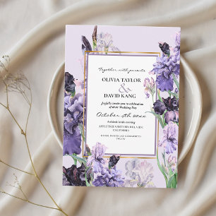 Elegant Vår Flora Irises Bröllop Inbjudningar