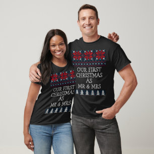 Elegant Vår första jul som herr och fru Par T Shirt