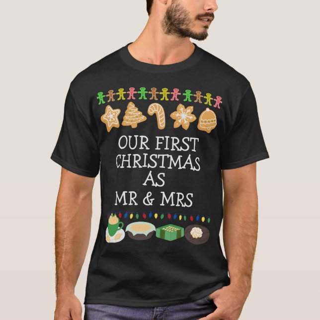 Elegant Vår första jul som herr och fru Par T Shirt (Framsida)