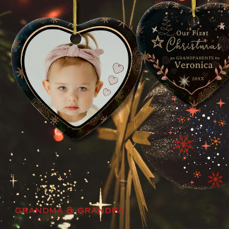 Elegant Vår första jul som morföräldrar Foto Julgransprydnad Keramik