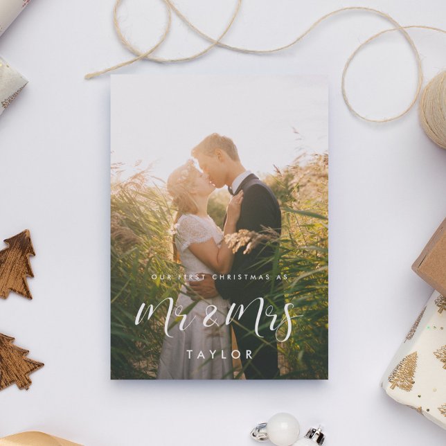 Elegant Vår första jul som Mr & Mrs Photo Inbjudningar (Skapare uppladdad)
