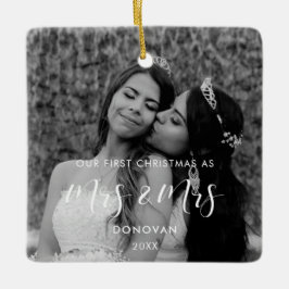 Elegant Vår första jul som Mrs & Mrs-foto Julgransprydnad Keramik
