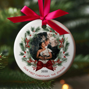 Elegant Vår Första Jul Tillsammans Par Julgransprydnad Keramik