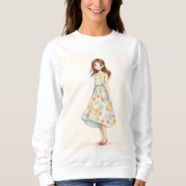 Elegant Vår Girl in Blommigt Dress | Vatten T Shirt