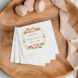 Elegant Vår Grönt Blommigt  Vattenfärgsbabyskor Pappersservett