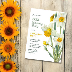 Elegant Vår Gult Daffodil Blommigt Födelsedag Inbjudningar
