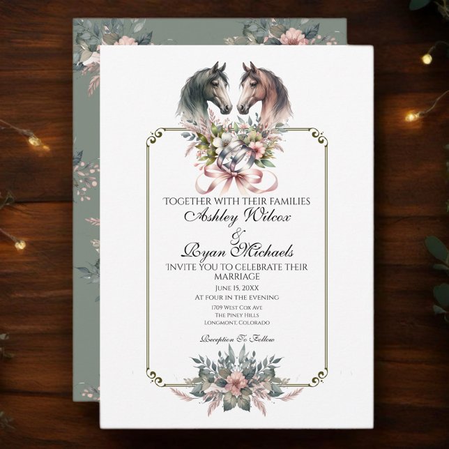 Elegant Vår Horse Bröllop Inbjudningar (Enjoy this beautiful collection of elegant watercolor designs.)