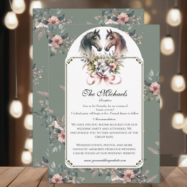 Elegant Vår Horse Bröllop Tilläggskort (Enjoy this beautiful collection of elegant watercolor designs.)