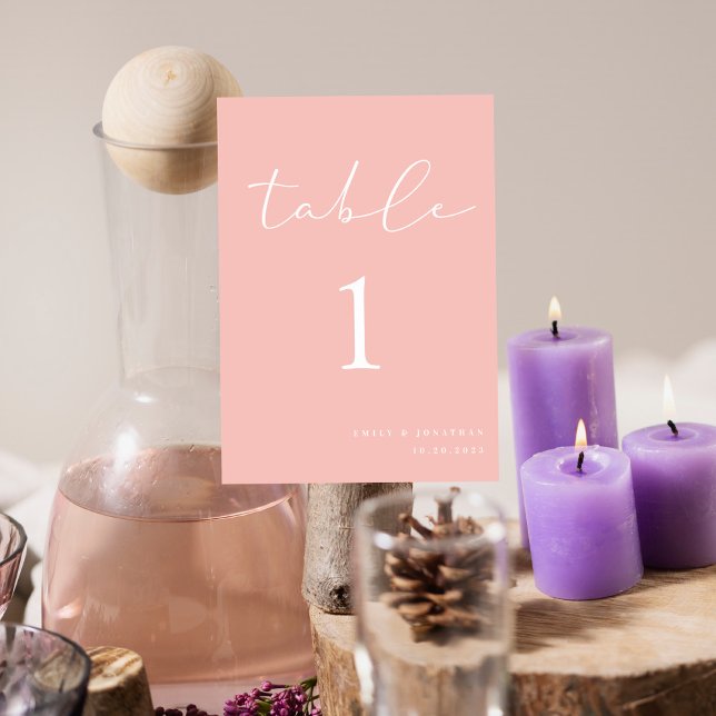 Elegant Vår Pastel Rosa Bröllop Bordsnummer (Skapare uppladdad)