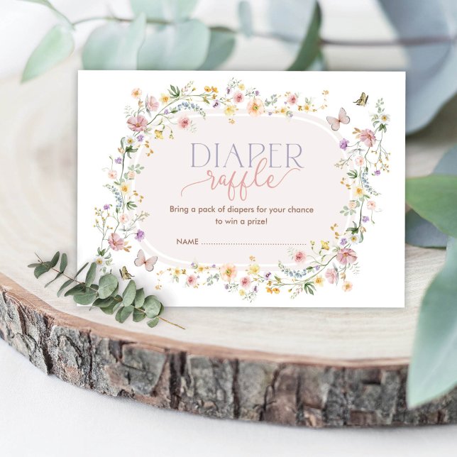 Elegant vår trädgård med vilda blommor blöjlotteri tilläggskort (Skapare uppladdad)