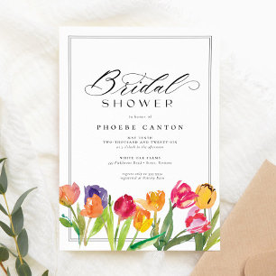 Elegant Vår Tulip Calligraphy Möhippa Inbjudningar