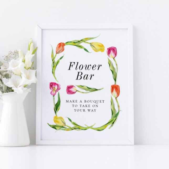 Elegant vår tulpan bröllopsdusch Blomster Bar Skyl Poster (Skapare uppladdad)