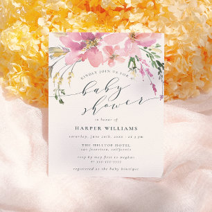 Elegant vår vattenfärg blommig baby shower inbjudan vykort