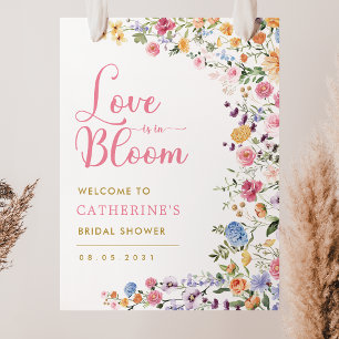 Elegant vår vildblomma bröllopsdusch välkomstskylt poster