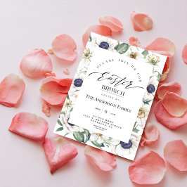 Elegant Vår Watercolor Blommigt Påsk Brunch Inv. Inbjudningar