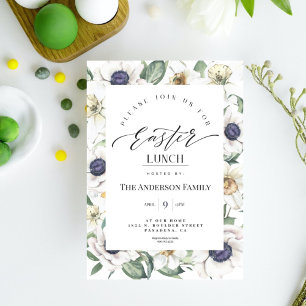 Elegant Vår Watercolor Blommigt Påsk Lunch Inbjudningar
