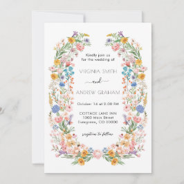Elegant Vår Wildblomme Meadow Garden Wedding Inbjudningar