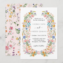 Elegant Vår Wildblomme Meadow Garden Wedding Inbjudningar