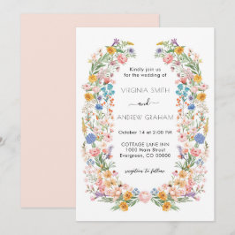 Elegant Vår Wildblomme Meadow Garden Wedding Inbjudningar