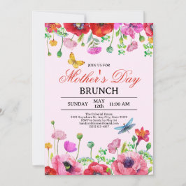 Elegant Vår Wildblomme Rosa Mors dag Brunch Inbjudningar