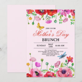 Elegant Vår Wildblomme Rosa Mors dag Brunch Inbjudningar