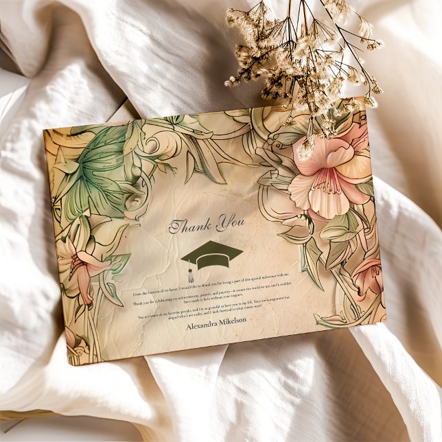 Elegant Vår Wildblommor Studentfest Tack Kort (Skapare uppladdad)