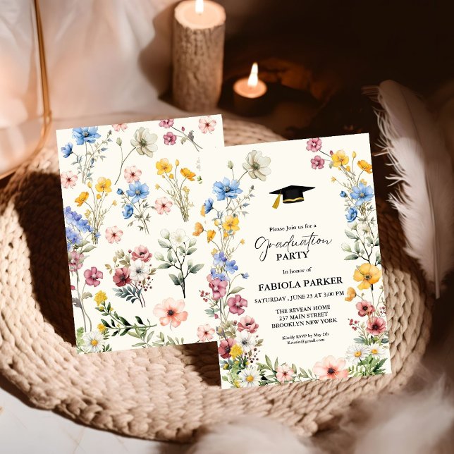 Elegant Vår Wildblomsänggarden Studenten Inbjudningar (Skapare uppladdad)