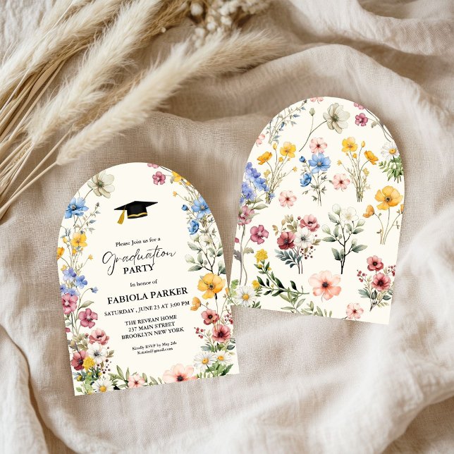 Elegant Vår Wildblomsänggarden Studenten Inbjudningar (Skapare uppladdad)