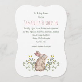 Elegant Vår Woodland Bunny Baby Shower Inbjudan